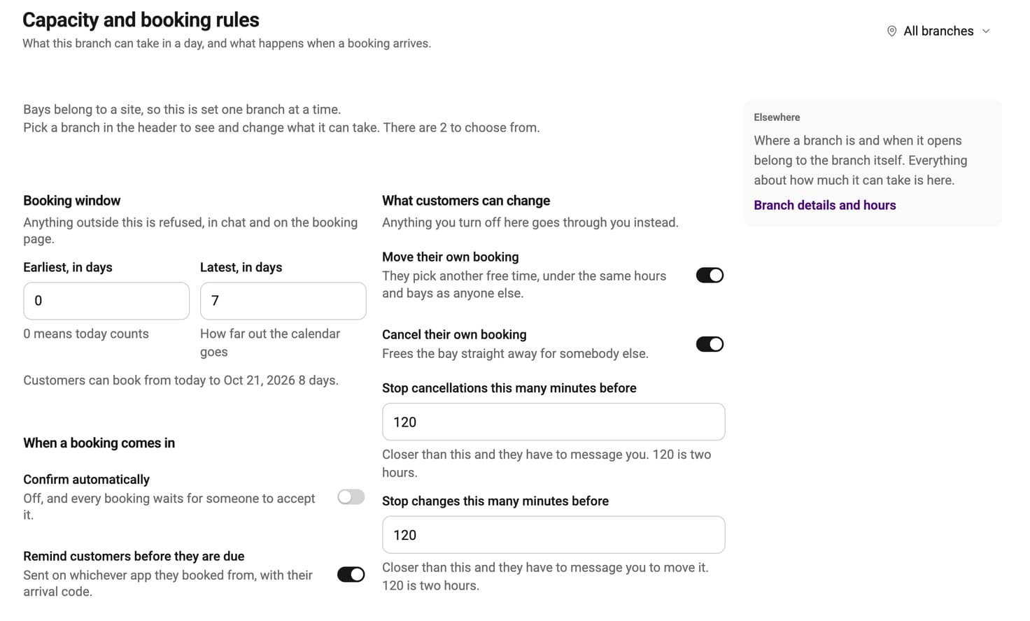 Rules for changes and reminders