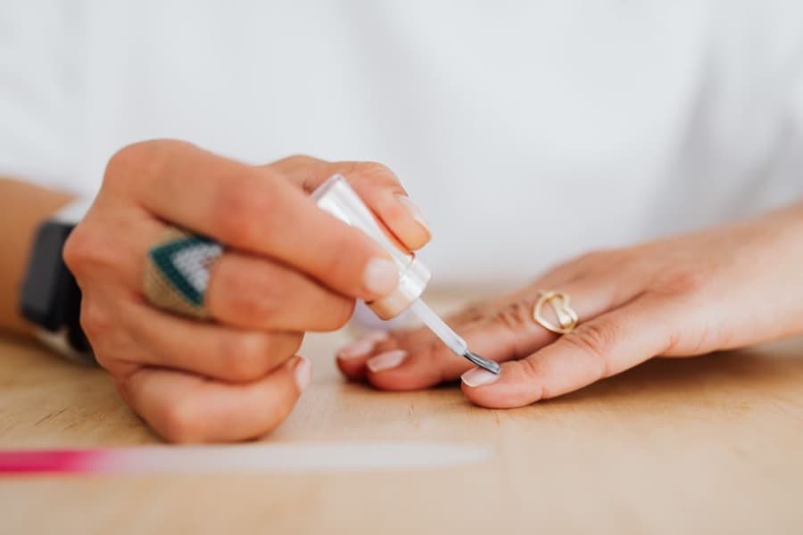 A manicure in progress